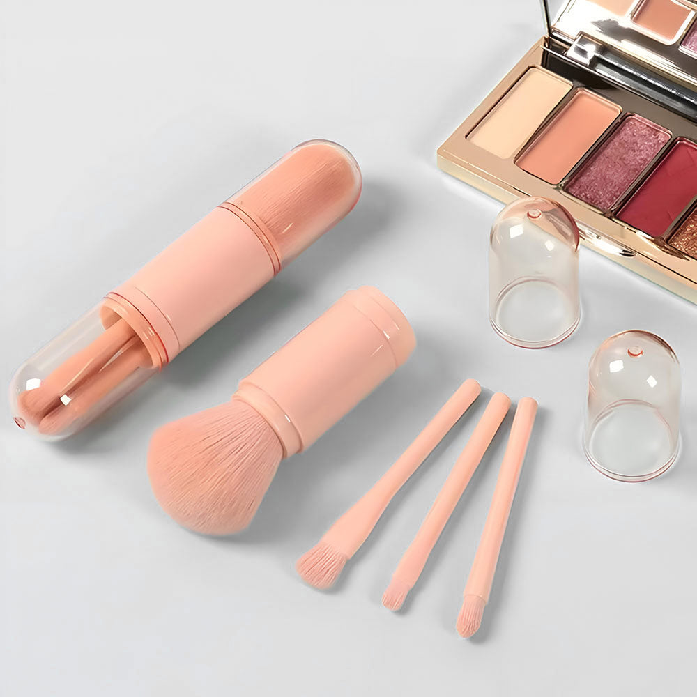 Makeup brush set showing soft bristles and hygienic dust covers for clean and precise makeup application