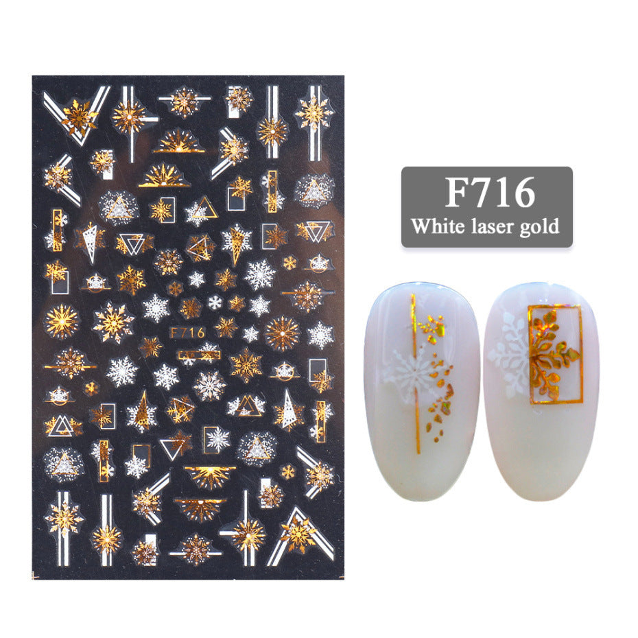 Nail Art Stickers and Holographic Christmas Nail golden white