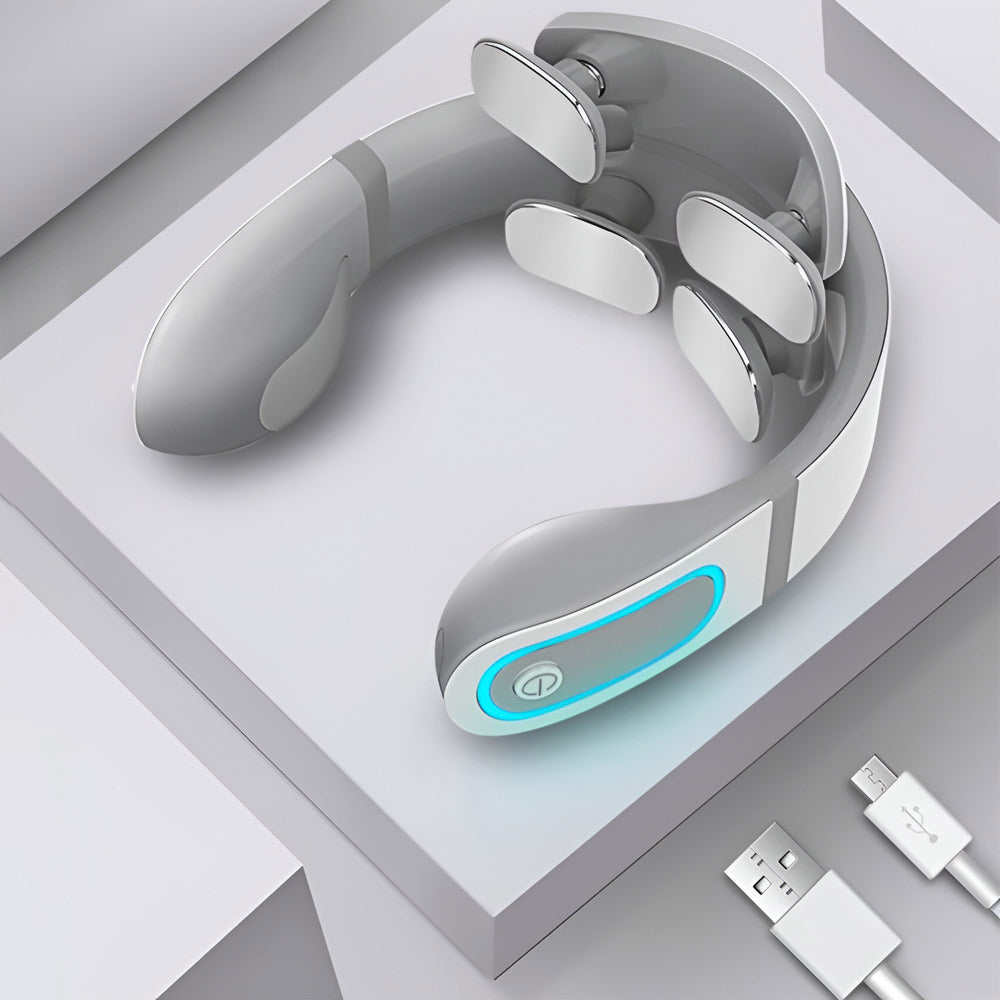 Neck massager delivering personalized treatments with pulse, thumping, and acupressure modes for pain relief.