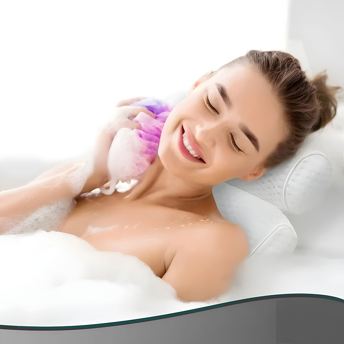 Comfortable 4D Mesh Bath Pillow with Suction