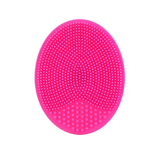 Pink facial cleansing brush with soft silicone bristles for all skin types