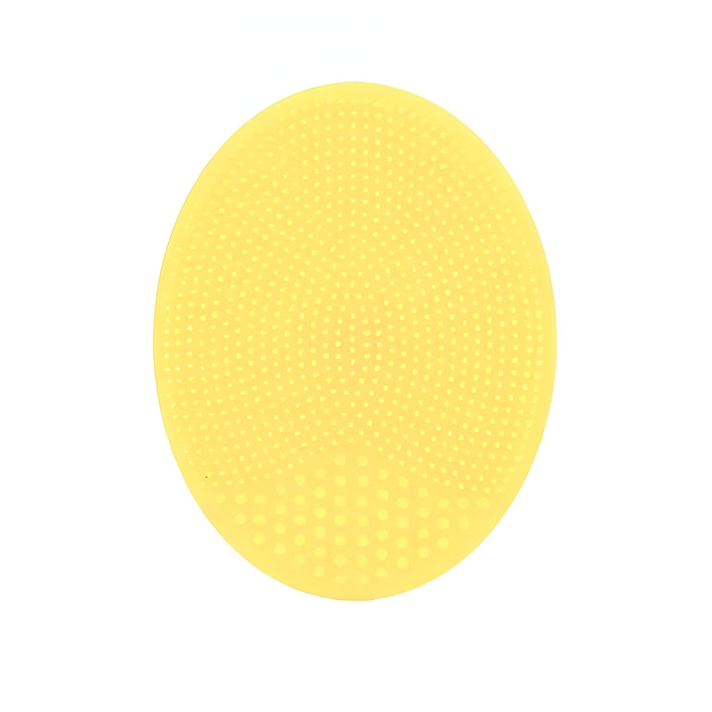 Yellow facial cleansing brush with soft silicone bristles for gentle exfoliation
