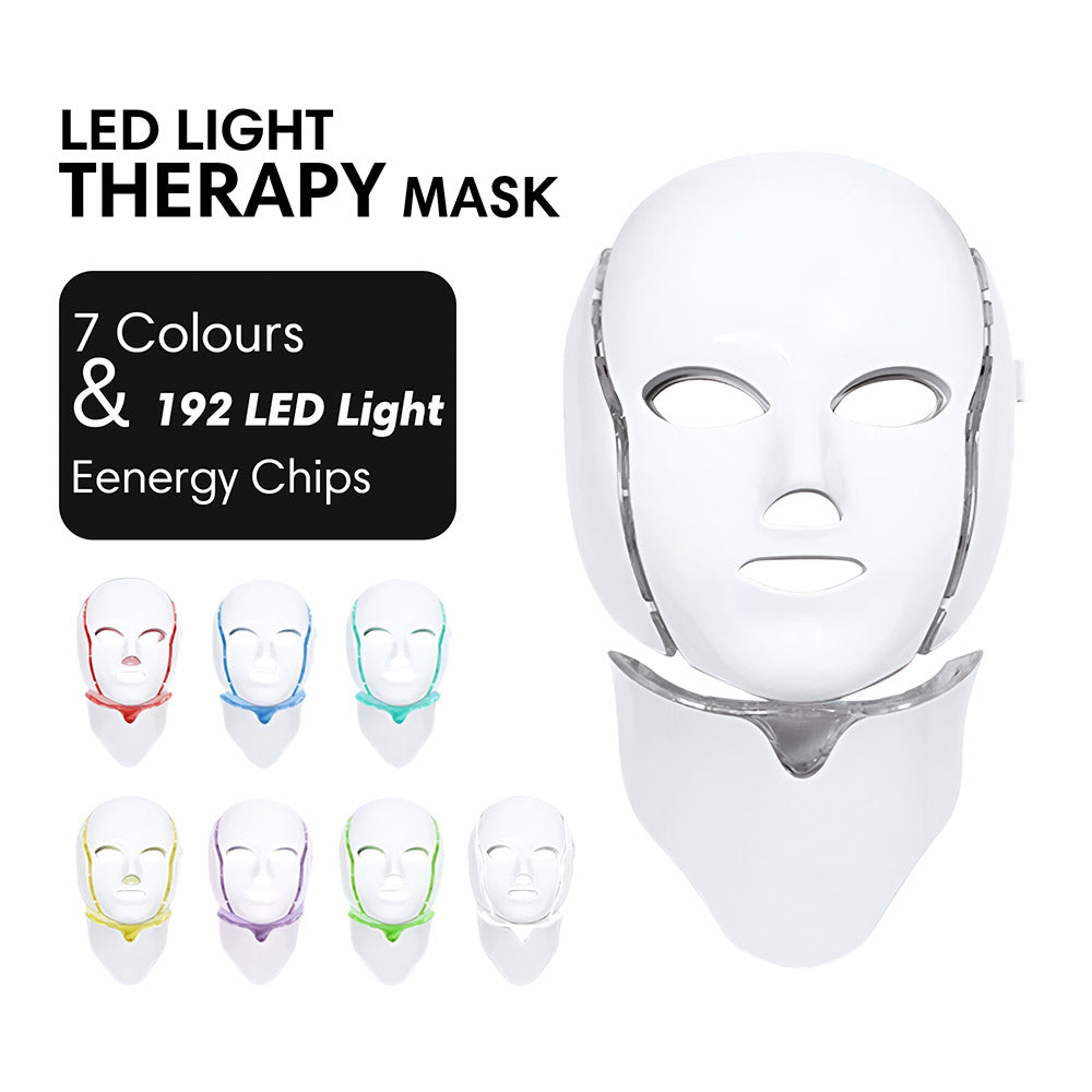 Close-up of LED Light Therapy Face Mask showing 7 colours and 192 LEDs lights