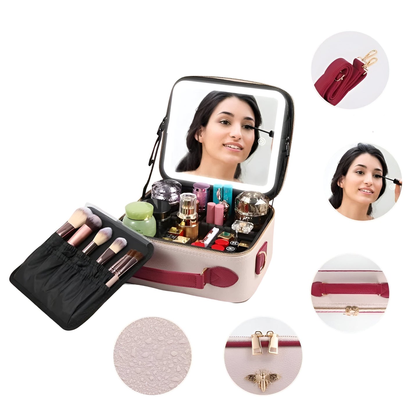 LED Lighted Travel Makeup Bag with Mirror