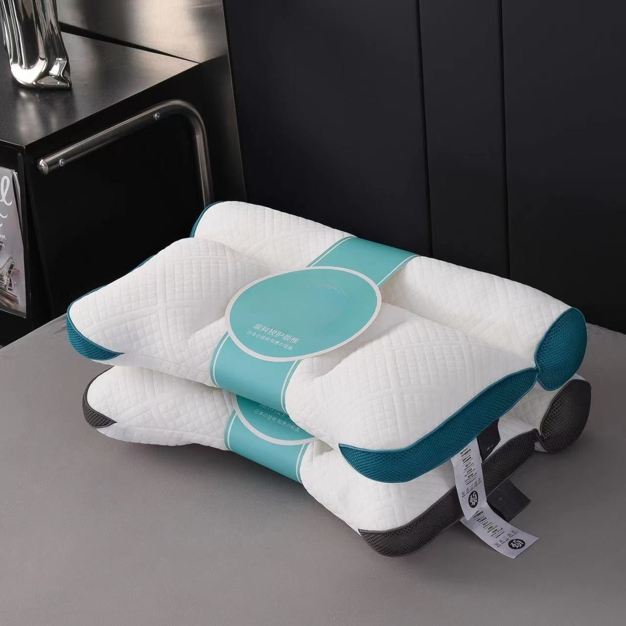 Neck Pillow crafted with soft goose down and designed to support proper spinal alignment during sleep.