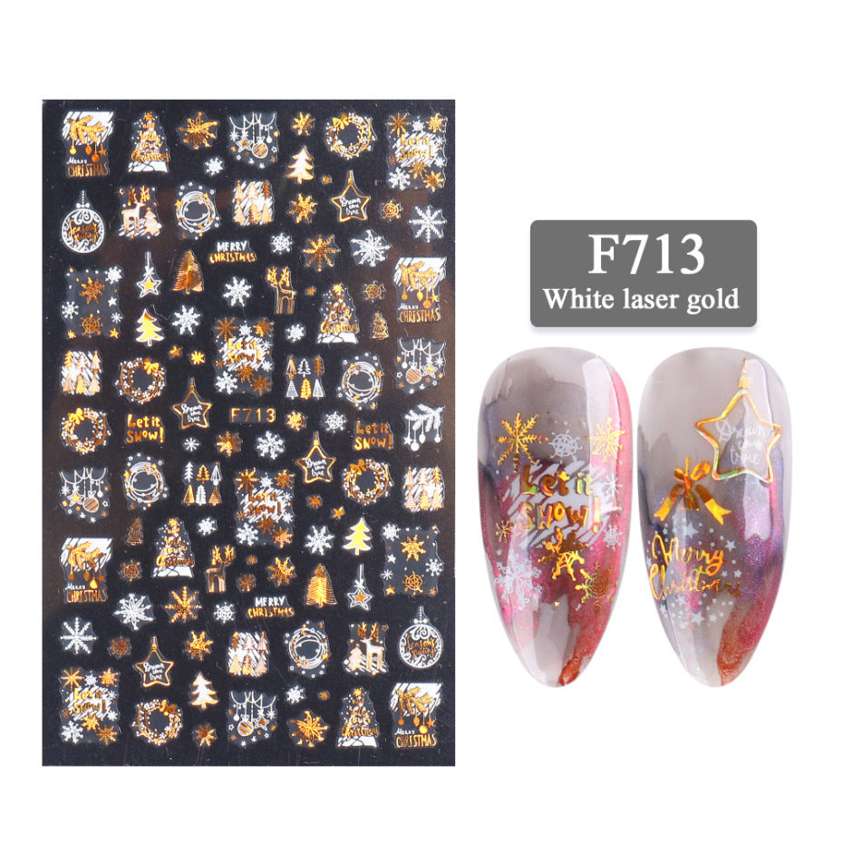 Nail Art Stickers and Holographic Christmas Nail white reed