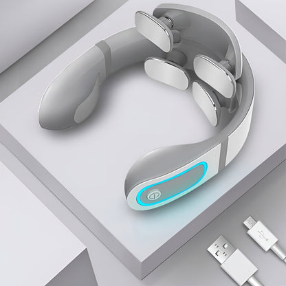 Neck massager delivering personalized treatments with pulse, thumping, and acupressure modes for pain relief.


