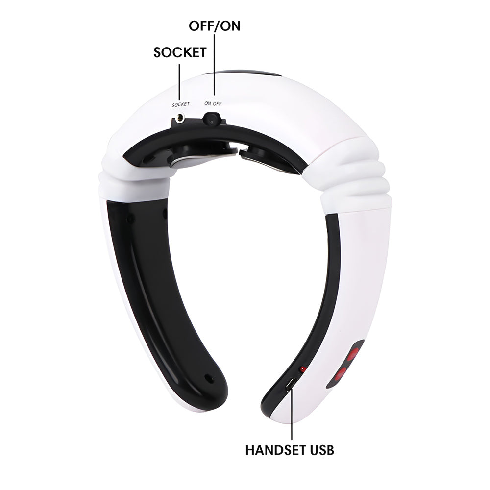 Neck Massager with Electric Pulse relieves chronic neck pain and improves circulation with 16 adjustable intensities
