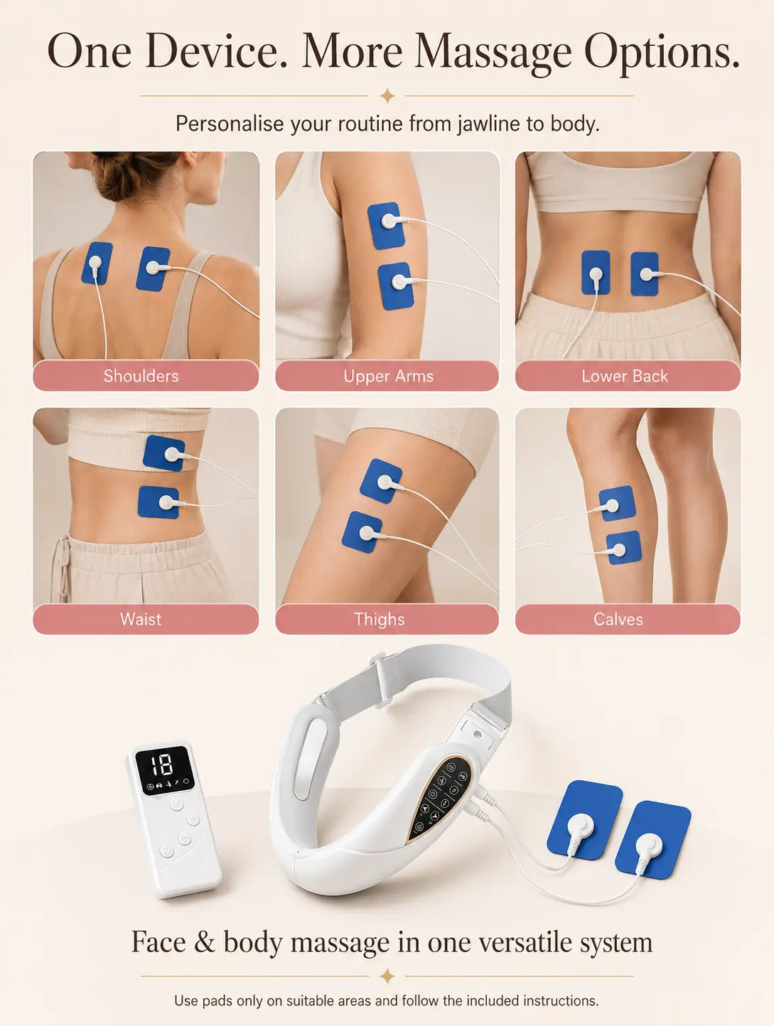 Contour Veil double chin massager – product information graphic