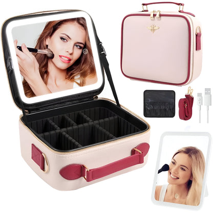 LED Lighted Travel Makeup Bag with Mirror
