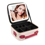 Bolsa de maquillaje de viaje con espejo LED extraíble