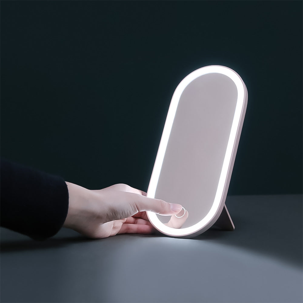 Foldable LED makeup mirror with storage – the perfect makeup case mirror for travel
