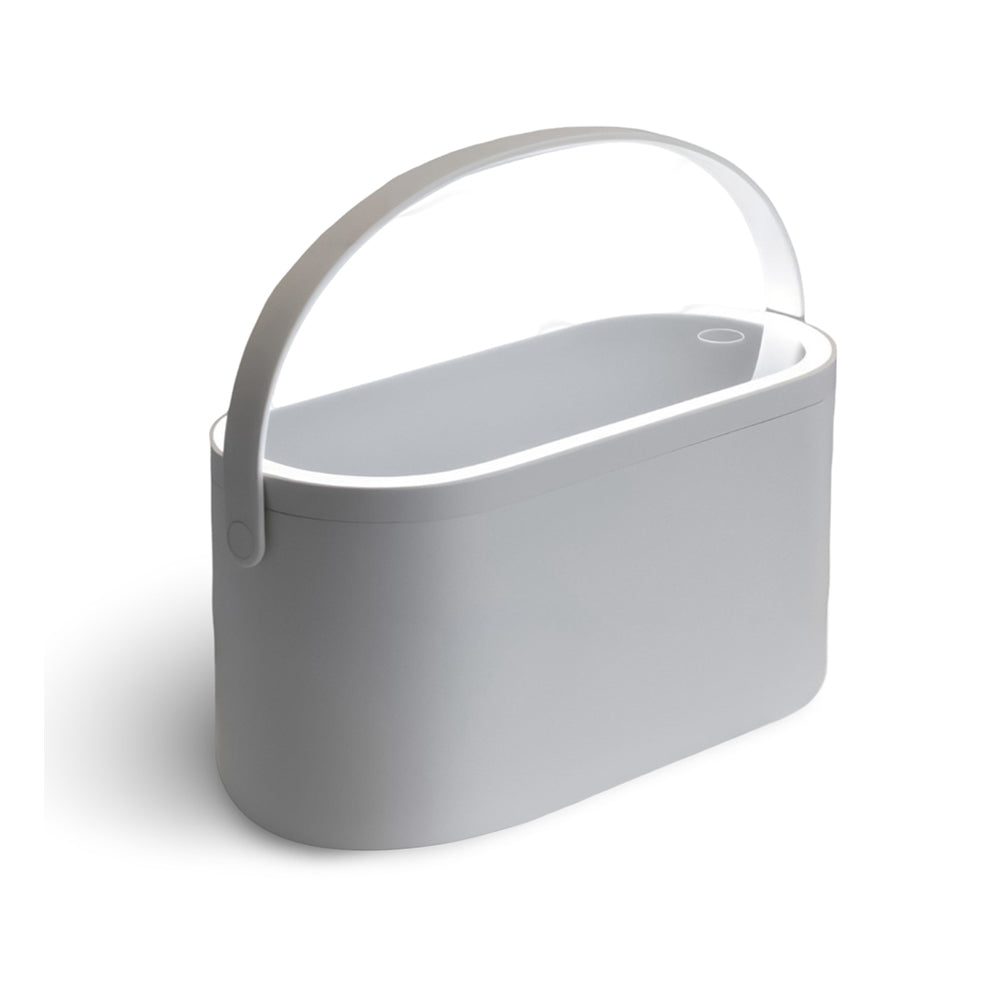 USB powered LED makeup mirror with built-in storage – sleek makeup storage solution