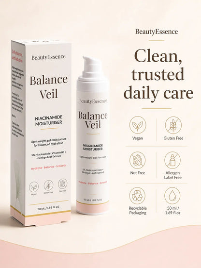 BeautyEssence niacinamide moisturiser gel vegan gluten free and nut free