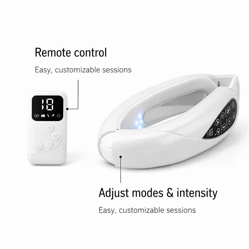 White electronic device with remote control on a white background