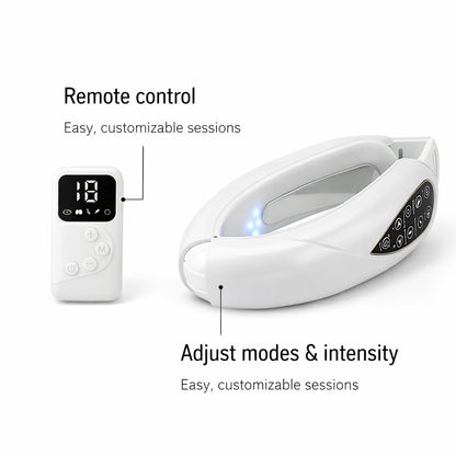 White electronic device with remote control on a white background