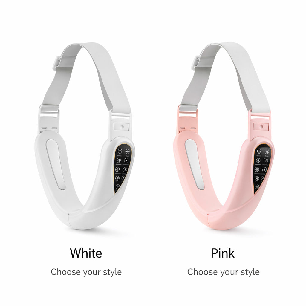White and pink dog collars with electronic controls on a white background