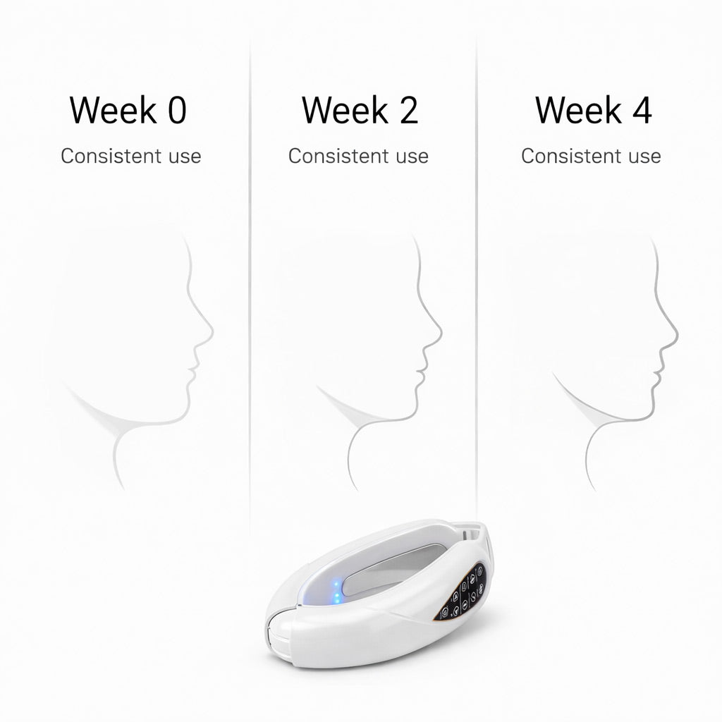 Progression of a device over 4 weeks with 'Consistent use' labels for each week.