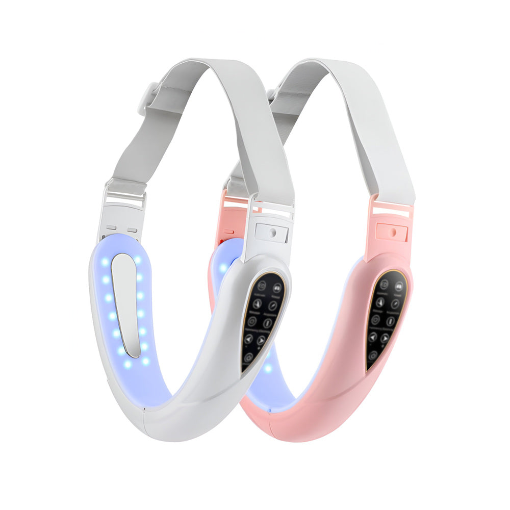 LED facial massager for wrinkles with two colours, enhancing skin elasticity.