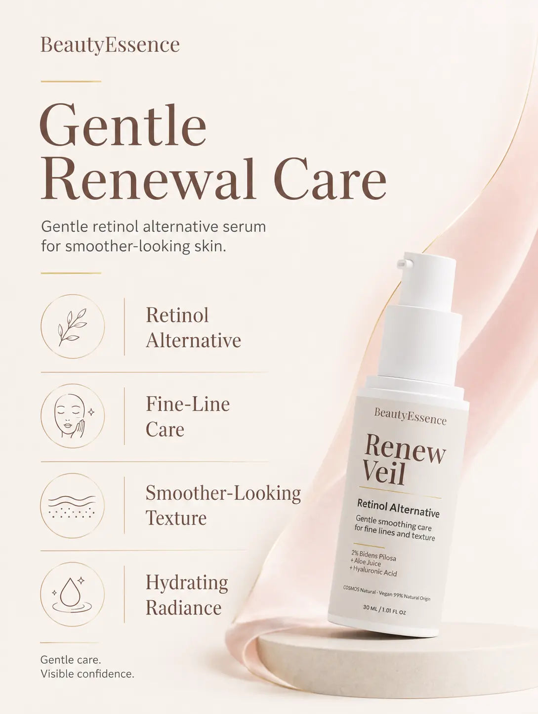 Renew Veil retinol alternative benefits for fine-line care, texture and hydrating radiance