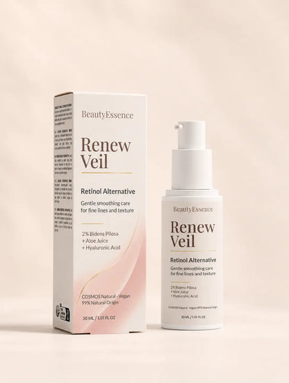 BeautyEssence Renew Veil retinol alternative bottle and box for smoother-looking skin care
