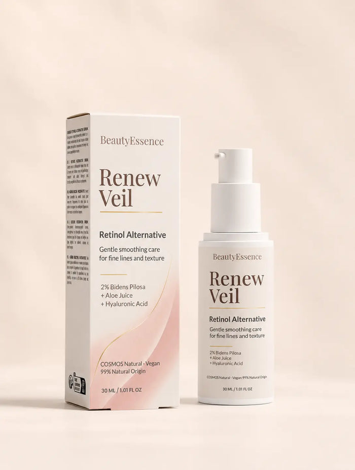 BeautyEssence Renew Veil retinol alternative bottle and box for smoother-looking skin care
