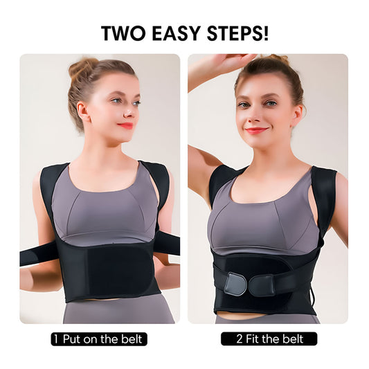 True Fit Posture Corrector in black – premium back support shown on white background