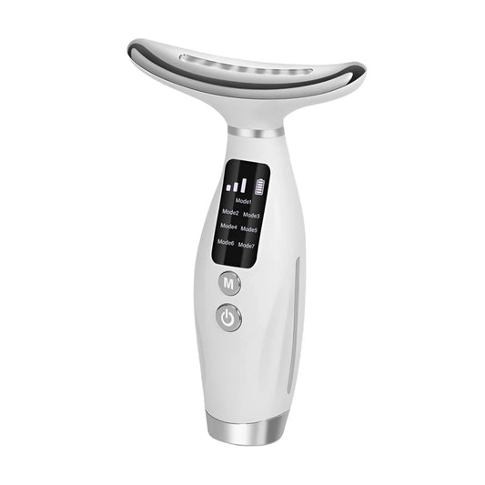 Close-up of a sleek face massager designed for anti-aging effects.
