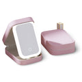 Travel makeup case with LED light-up mirror