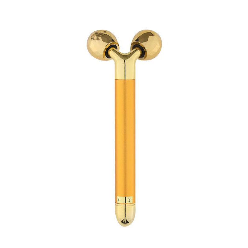Gold face roller massage tool for effective skin tightening and facial lifting