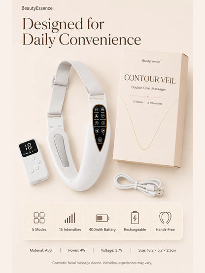 Contour Veil double chin massager with box, remote and USB charging cable
