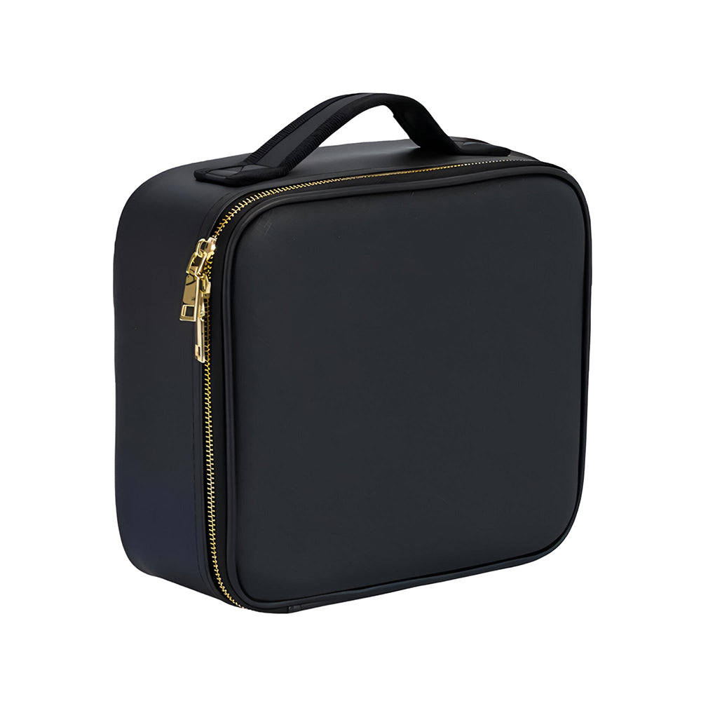 Quilted black leather makeup bag – large and elegant for daily essentials